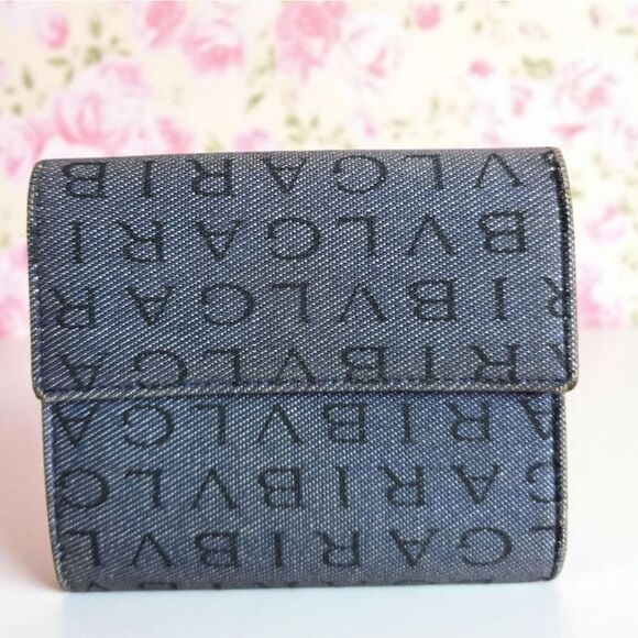 BVLGARI Blue Denim and Black Wallet In Great Condition - Picture 3 of 14